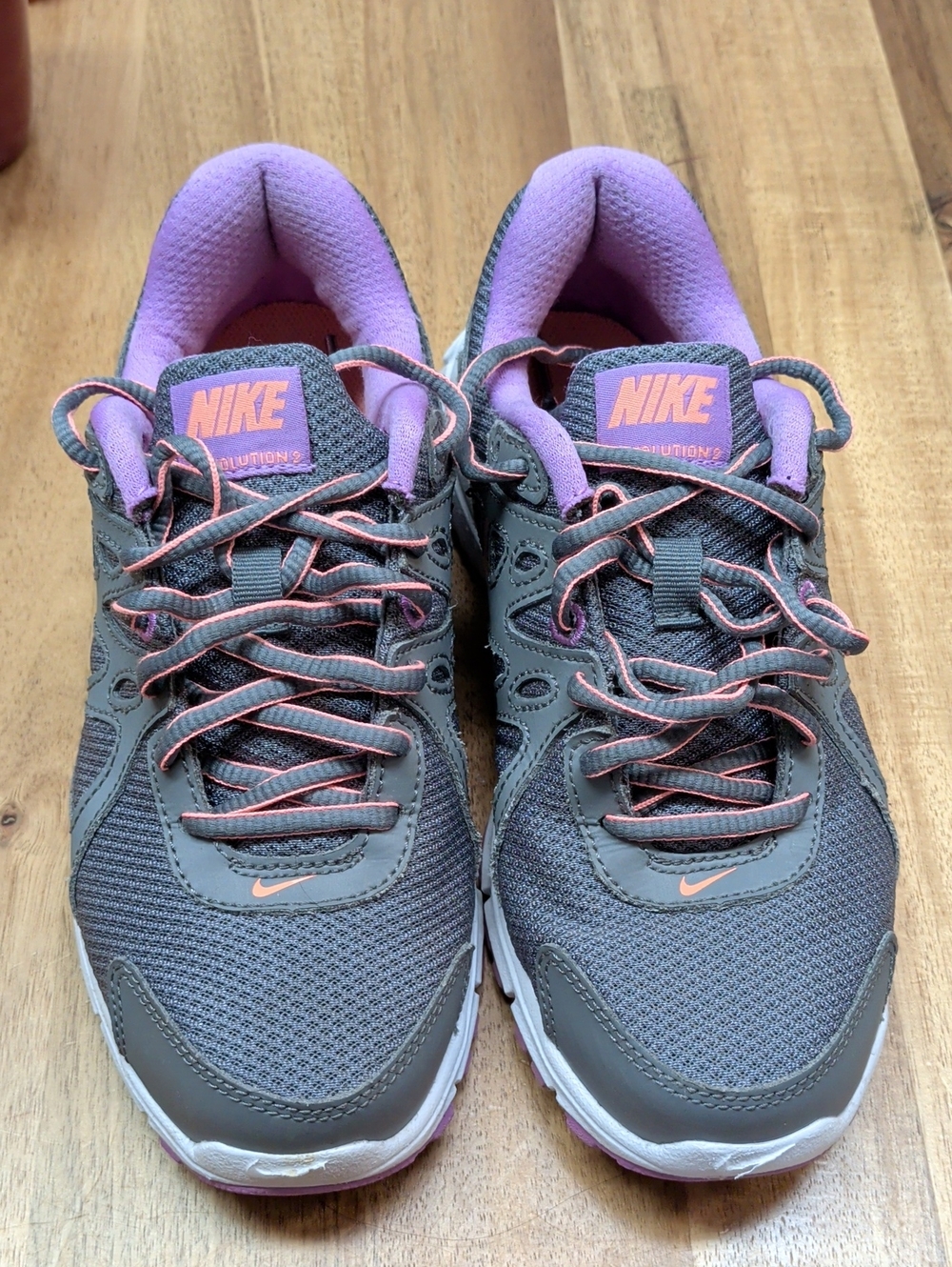 Nike Women's Gray Running Sneakers with Pink & Purple Accents